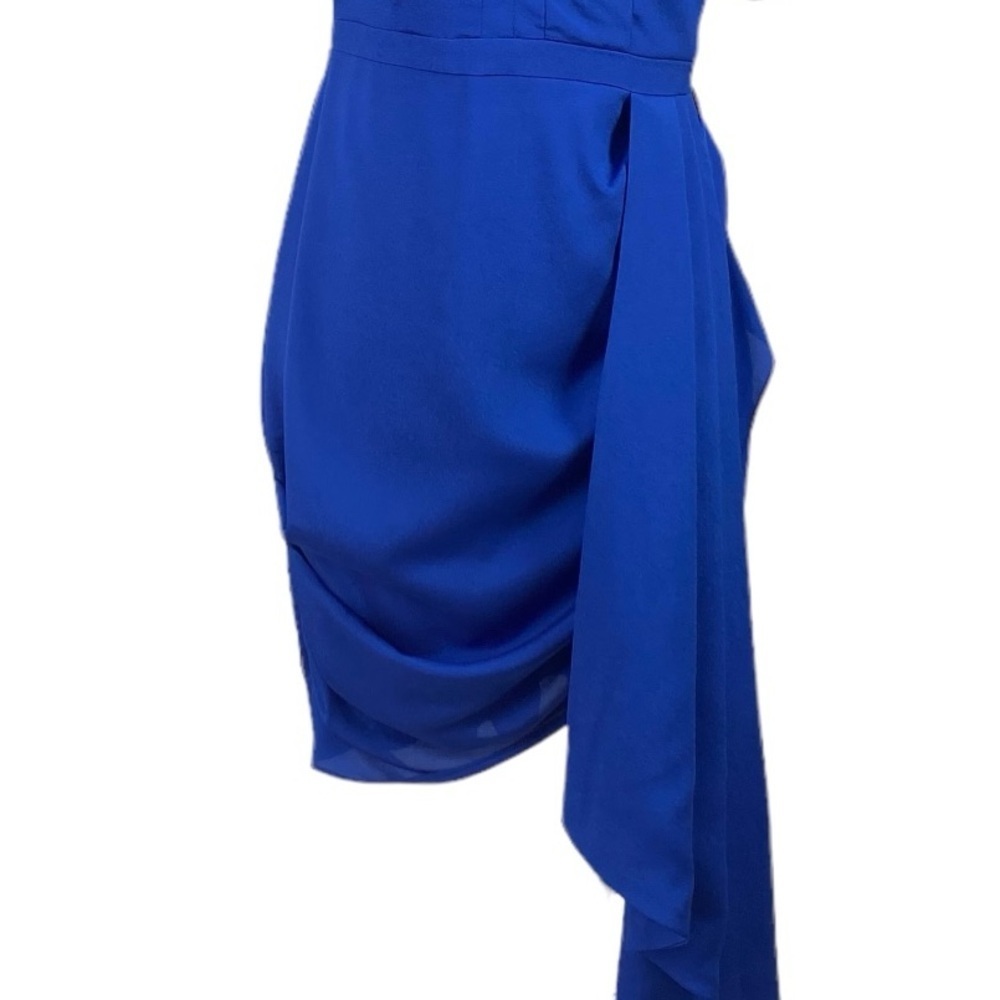 One33 Social Puff Sleeve Asymmetrical Side Drape Cocktail Dress - Picture 4 of 16